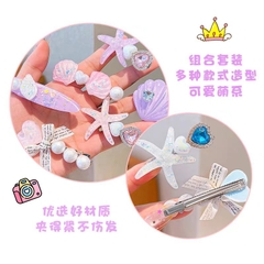 Set 2 Kẹp Tóc Hình Vỏ Sò Sao Biển Óng Ánh 15534