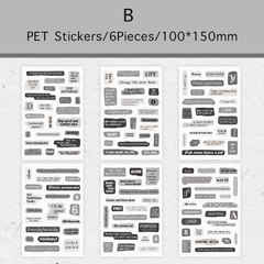 Set 6 Tấm Sticker Kiểu Chữ Vintage Dạng PET 13626