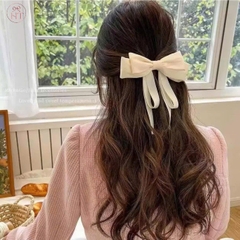 Kẹp Tóc Bấm Sau Vải Nơ Trơn Kèm Dây Ruy Băng Dài 16474