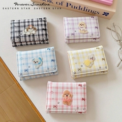Ví Da Đựng Tiền Dạng Gấp Gọn Caro Charm Cún 17858