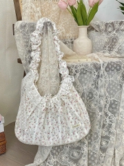 Túi Vải Dáng Bầu Phối Ren Tiểu Thư Dây Cột 15659