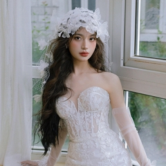 Khăn Ren Cô Dâu Đính Cườm 16387