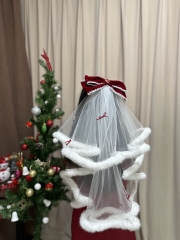 Khăn Voan Nơ Nhung 2 Tầng Hóa Trang Noel 80cm 16386