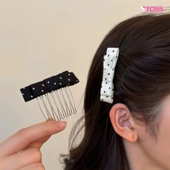 Set 2 Lược Bườm Xước Tóc Nơ Vải Chấm Bi 17714