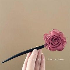 Trâm Cài Tóc Gỗ Phong Cách Trung Hoa Gắn Hoa Vải 16145