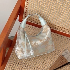 Túi Xách Da Gấm Thêu Lụa Đeo Chéo & Cầm Tay Phong Cách Trung Hoa 16668