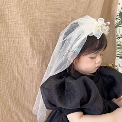 Cài Tóc Kiểu Vương Miệng Thắt Nơ Phối Voan Dài 15690