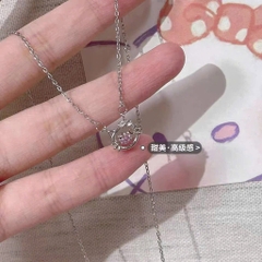 Dây Chuyền Mặt Mèo Kitty Dễ Thương Đính Đá Hồng 16275
