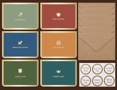 Thiệp Bìa Cứng Họa Tiết +Bao Thư+ Stamp 9*12cm 13625