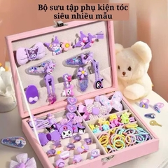 Hộp Cốp Da Phụ Kiện 156 Cột Kẹp Tóc Cho Bé Kèm Túi 16362
