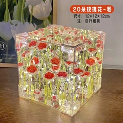 Đèn Led Hoa Hồng Hộp Mặt Kính Làm Đèn Ngủ 15229
