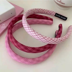 Cài Tóc Xốp Màu Hồng Pastel 1.5cm Trơn Caro Sọc 17681