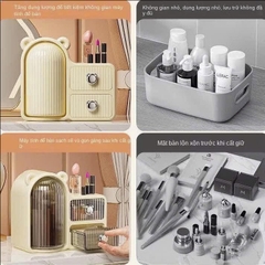 Tủ / Kệ Đựng Mỹ Phẩm, Đựng Cọ Xoay 360 Tai Gấu 2 Ngăn 15715