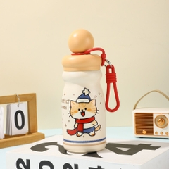 Bình Giữ Nhiệt 500ml Cartoon Nắp Tròn Hoạ Tiết Cún Kèm Quai Dẻo 17576