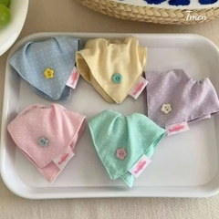 Cột Tóc Vải Scrunchies Vải Dạng Vuông Chấm Bi Đính Charm 17688