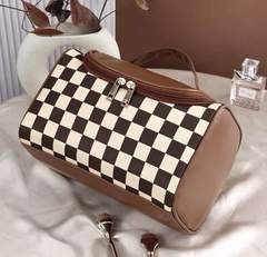 Túi Đựng Mỹ Phẩm Da Caro Nâu Thời Trang 15499