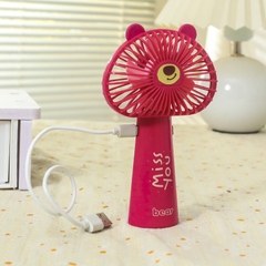 Quạt Cầm Tay Để Bàn Gấu Dâu Miss You 15508