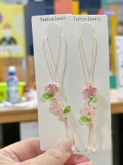 Dây Móc Điện Thoại Kiểu Charm Ngọc Hồng Lá Xanh 16615