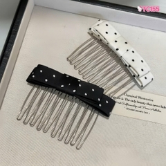 Set 2 Lược Bườm Xước Tóc Nơ Vải Chấm Bi 17714
