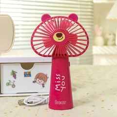 Quạt Cầm Tay Để Bàn Gấu Dâu Miss You 15508