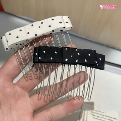 Set 2 Lược Bườm Xước Tóc Nơ Vải Chấm Bi 17714