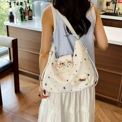 Túi Đeo Vai Kết Hợp Balo Nắp Đính Charm Gấu Bông 17771