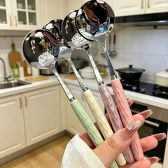 Muỗng Thìa Inox Cán Vân Sần Màu Sắc 17542