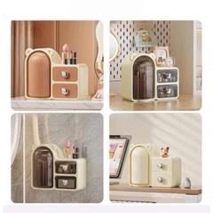 Tủ / Kệ Đựng Mỹ Phẩm, Đựng Cọ Xoay 360 Tai Gấu 2 Ngăn 15715