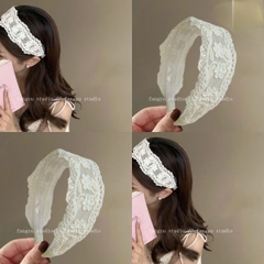 Cài Tóc Ren Lưới Nơ Trắng 7Cm Tiểu Thư 17365