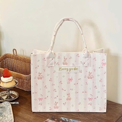Túi Xách Vải Nỉ Hoa Nơ Thỏ Bunny Garden 16103
