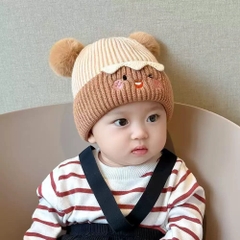 Mũ Len Mặt Cười Tai Gấu Lông Xù 16458