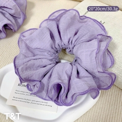 Cột Tóc Scrunchies Viền Bèo 4 Lớp Trơn Vải Nhăn 15354