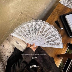 Quạt Xếp Lưới Ren Cầm Tay Cổ Trang 15525