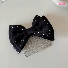 Set 2 Lược Bườm Xước Tóc 2 Lớp Nơ Vải Chấm Bi 17715