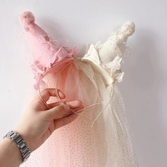 Cài Tóc Kiểu Nón Chóp Thắt Nơ Chóp Tròn Phối Voan Dài 15521