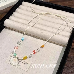 Vòng Cổ Dây Rút Đá Màu Đính Vỏ Sò 17472