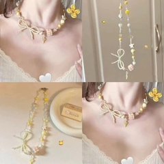 Dây Chuyền Hột Cườm Sắc Màu Caro Vàng/Xanh 17581