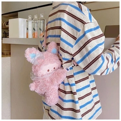 Túi Bé Gấu Lông Xù Tai Nơ Ren Đeo Chéo Ôm Bụng Cute 15708