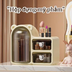 Tủ / Kệ Đựng Mỹ Phẩm, Đựng Cọ Xoay 360 Tai Gấu 2 Ngăn 15715