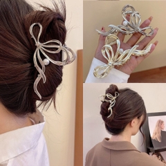 Kẹp Tóc Kim Loại Kiểu Nơ Gắn Ngọc Trai Thời Trang 8437