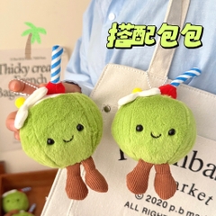 Móc Khóa Gấu Bông Trái Dừa Ống Hút 16123