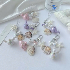 Móc Điện Thoại Kiểu Charm Móc Khóa Sao Biển Vỏ Sò Cá Heo Bóng 17485