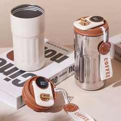 Bình Giữ Nhiệt Nhựa Hiển Thị Nhiệt Độ Quai Dây Coffee 17324