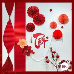 Dải Giấy Đỏ Xếp Quạt 30cm*3m Decor Trang Trí 17003