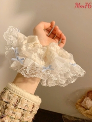 Cột Tóc Vải Scrunchies Be Viền Voan Nơ Xanh 17490
