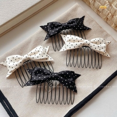 Set 2 Lược Bườm Xước Tóc Nơ Vải Chấm Bi Chéo Cắt Góc 17784