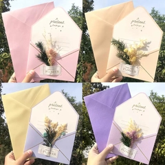 Thiệp Hoa Khô Best Wish Flower Present Giấy Kẻ Kèm Bìa 16781