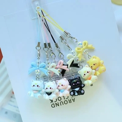 Dây Móc Điện Thoại Kiểu Charm Móc Khóa Chú Mèo Đeo Khăn & Nơ 16583