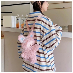 Túi Bé Gấu Lông Xù Tai Nơ Ren Đeo Chéo Ôm Bụng Cute 15708