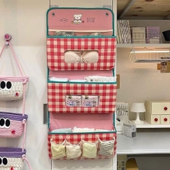 Túi Vải Treo Tường Gấp Gọn 3 Ngăn Caro 15568